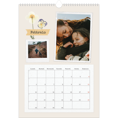 Calendario A3 verticale — Scrapbooking vintage [Febbraio]