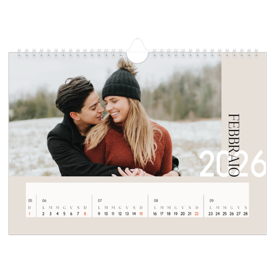 Calendario fotografico A4 — Testo sovrapposto [Febbraio]
