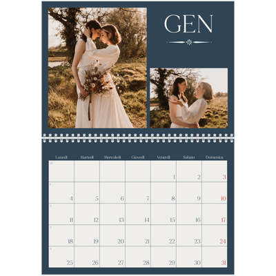 Calendario A4 Doppio — Ardesia e grazie [Gennaio]
