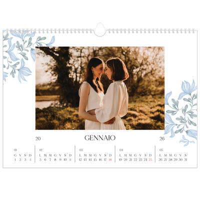 Calendario A3 orizzontale  — Floreale elegante [Gennaio]