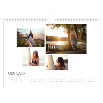 Calendario Fotografico A4 Orizzontale — Tramonti e surf