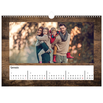 Calendario Fotografico A3 Orizzontale — Legno