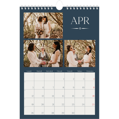 Calendario personalizzato A4 — Ardesia e grazie [Aprile]