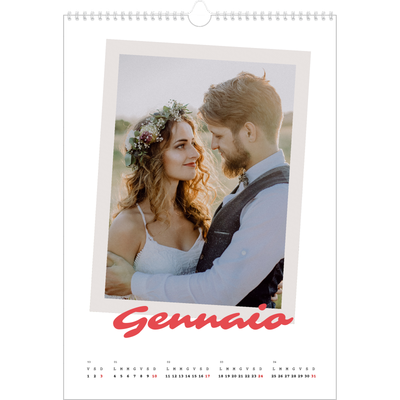Calendario A3 verticale — Firmato in cremisi [Gennaio]
