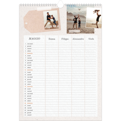 Calendario famiglia A3 verticale — Calendario naturale artigianale - Famiglia di 4 [copertina]