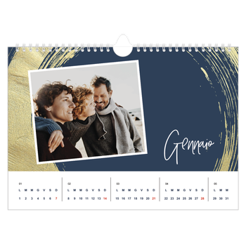 Calendario Fotografico A4 Orizzontale — Sfondi spazzolati d'oro