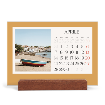 Calendario con supporto in legno orizzontale  — Colori classici [Aprile]