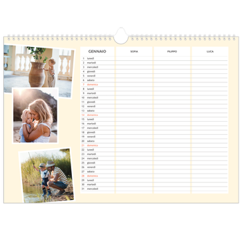 Calendario Fotografico A3 Orizzontale — Calendario moderno - Famiglia di 3