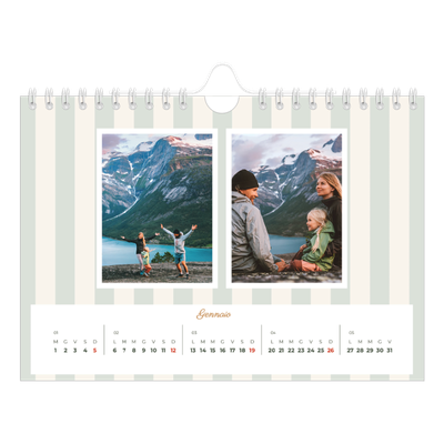 Calendario fotografico A5 — Scrittura e strisce [Gennaio]