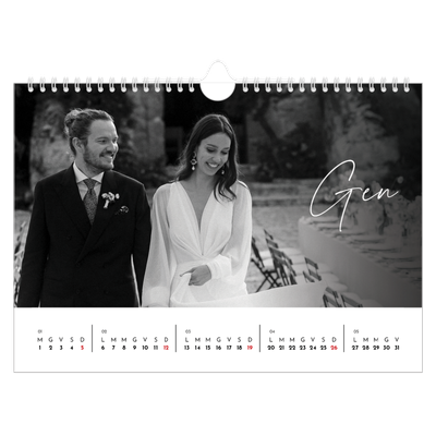Calendario fotografico A4 — Scrittura elegante [Gennaio]