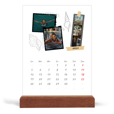 Calendario con supporto in legno verticale  — Album ricordi con stile [Aprile]