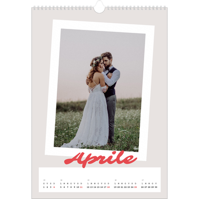 Calendario A3 verticale — Firmato in cremisi [Aprile]