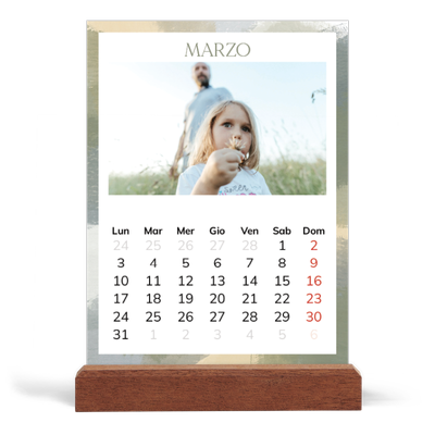 Calendario con supporto in legno verticale  — Effetto pennello [Marzo]