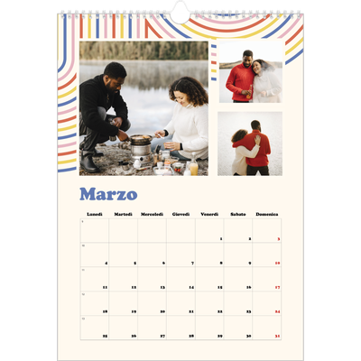 Calendario A3 verticale — Strisce retro [Marzo]