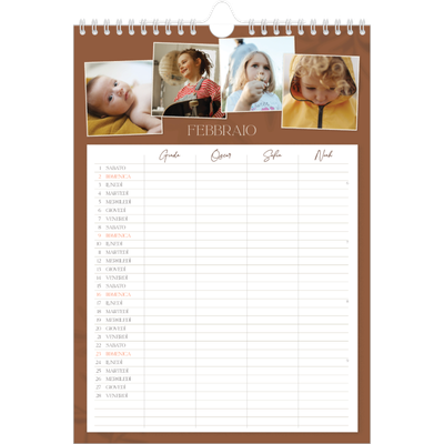 Calendario famiglia A4 verticale — Calendario terra a terra - Famiglia di 4 [Febbraio]