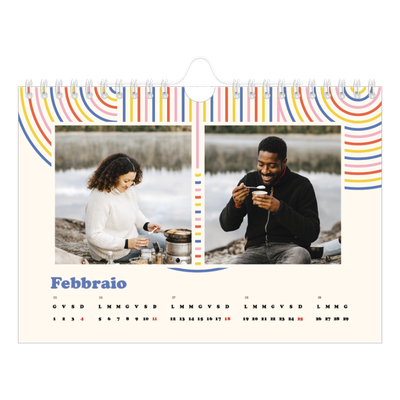 Calendario fotografico A5 — Strisce retro [Febbraio]