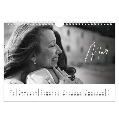 Calendario fotografico A4 — Scrittura elegante [Marzo]