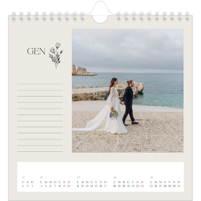 Calendari quadrati — Iniziali in fiore [Gennaio]