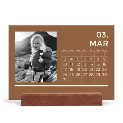 Calendario con supporto in legno orizzontale  — Contemporaneo [Marzo]