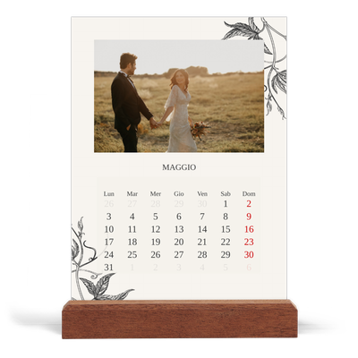 Calendario con supporto in legno verticale  — Inchiostro e edera [copertina]