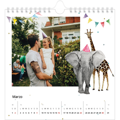 Calendari quadrati — Animali ad acquerello [Marzo]