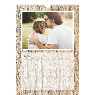 Calendario personalizzato A4 — Corteccia d'albero [Aprile]