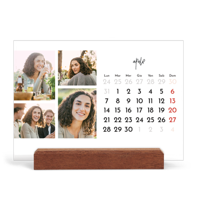 Calendario con supporto in legno orizzontale  — Disposizioni fotografiche [Aprile]