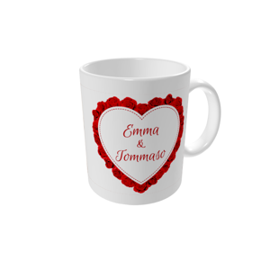 Tazze personalizzate — Cuore di rosa rossa