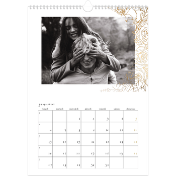 Calendario personalizzato A3 — Disegni a linee floreali d'oro