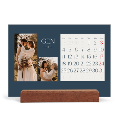 Calendario con supporto in legno orizzontale  — Ardesia e grazie [Gennaio]