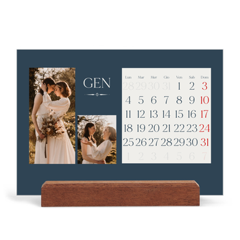 Calendario con supporto in legno orizzontale — Ardesia e grazie