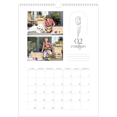Calendario A3 verticale — Batanico semplice [Febbraio]
