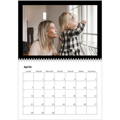Calendario A4 Doppio — Margine nero [Aprile]