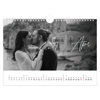 Calendario fotografico A4 — Scrittura elegante [Aprile]