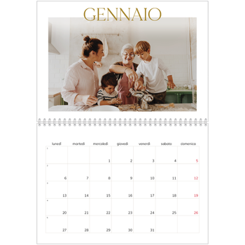 Calendario A4 Doppio — Testo in grande d'oro