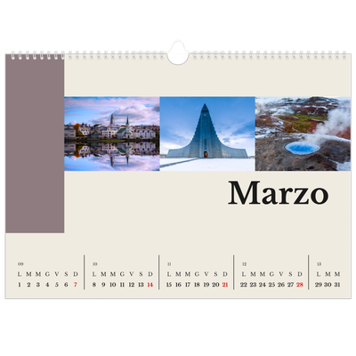 Calendario A3 orizzontale  — Vedute del mondo [Marzo]