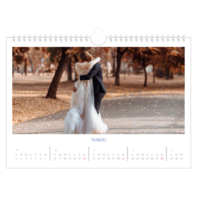 Calendario fotografico A4 — Classico cobalto [Marzo]