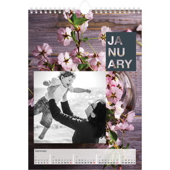 Calendario personalizzato A4 — Data a blocchi