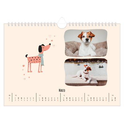 Calendario fotografico A4 — Zampette di cane e scarabocchi [Marzo]