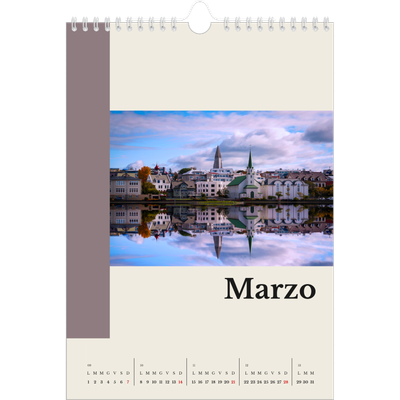 Calendario personalizzato A4 — Vedute del mondo [Marzo]
