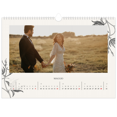 Calendario A3 orizzontale  — Inchiostro e edera [Maggio]
