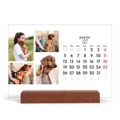 Calendario con supporto in legno orizzontale  — Disposizioni fotografiche [copertina]
