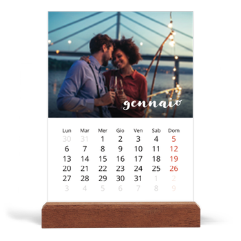 Calendario con supporto in legno verticale — Scrittura semplice