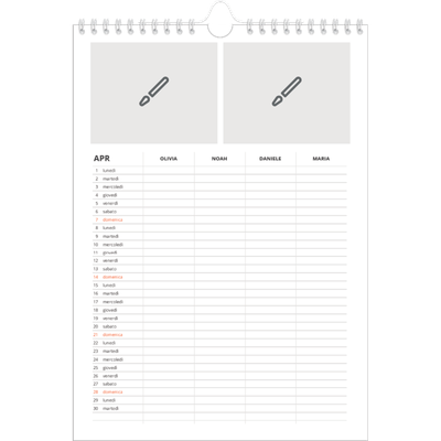 Calendario famiglia A4 verticale — Disegna il tuo prodotto - Famiglia di 4 [Aprile]