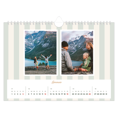 Calendario fotografico A4 — Scrittura e strisce [Gennaio]