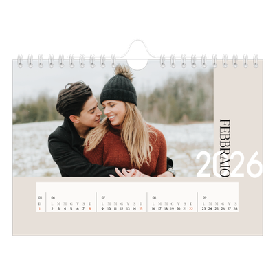 Calendario fotografico A5 — Testo sovrapposto [Febbraio]